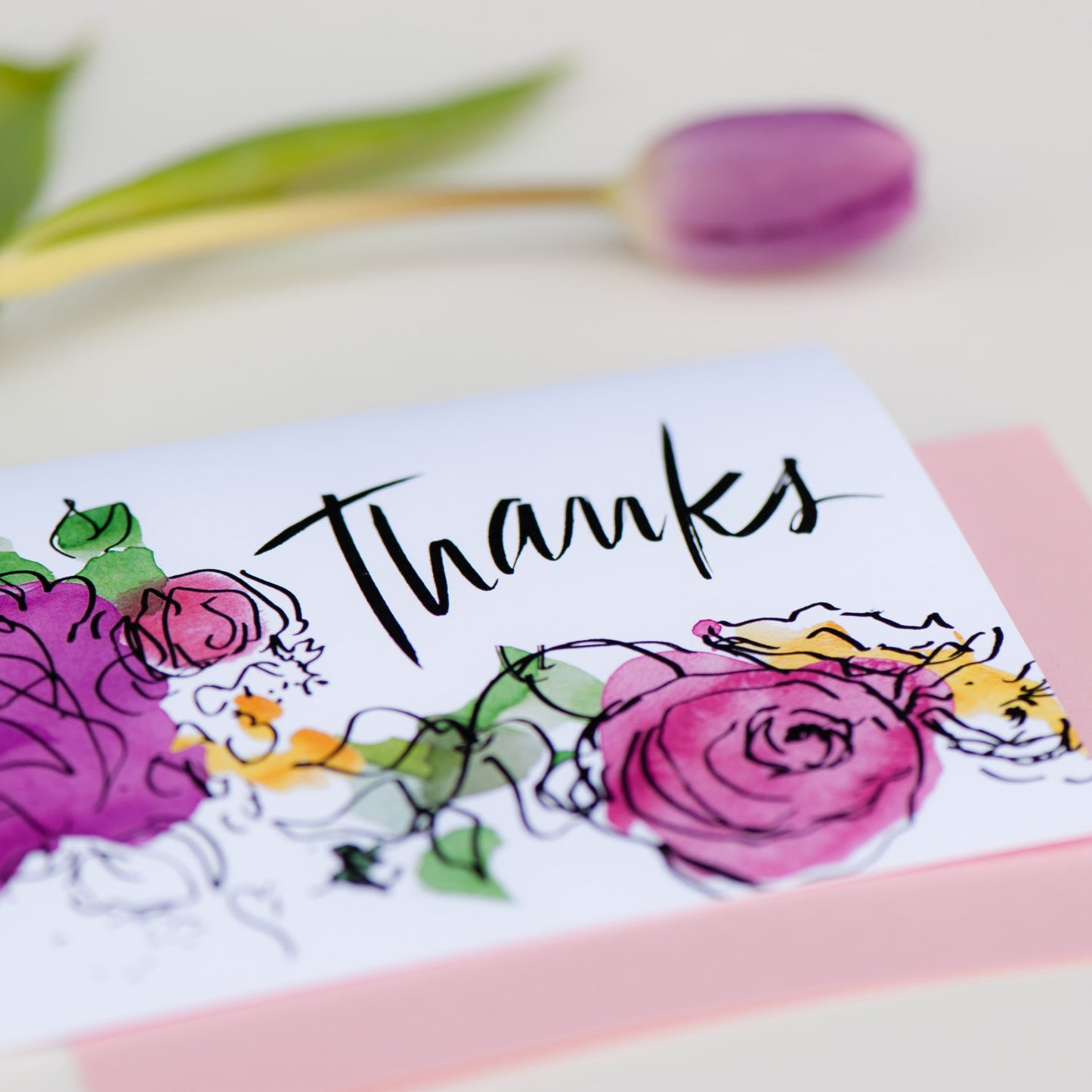 Watercolor Flowers Thanks
