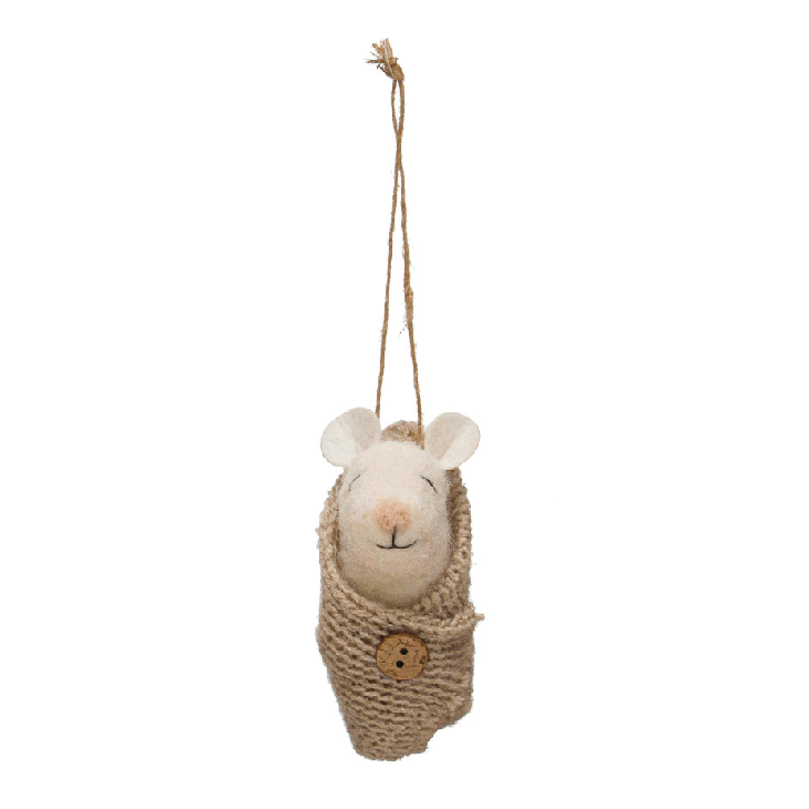 Baby Mouse in Swaddle Ornament