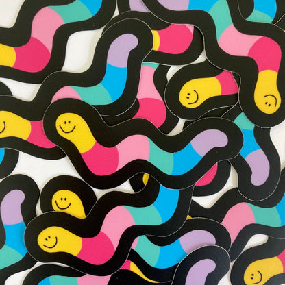 Rainbow Worm Sticker