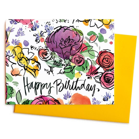 Watercolor Flowers Happy Birthday